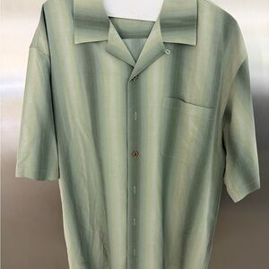 Tommy Bahama Sage Green Striped Silk Shirt